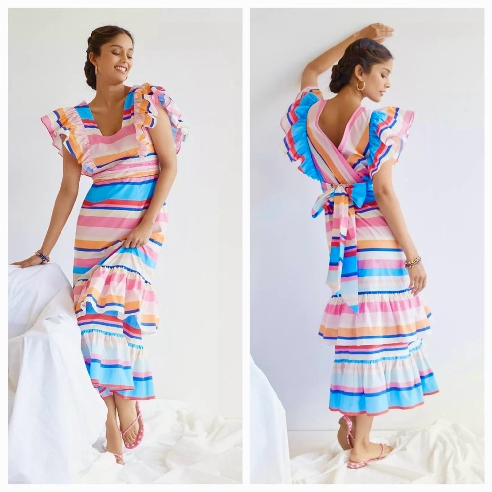 Anthropologie plenty by Tracey Reese striped ruffle dress